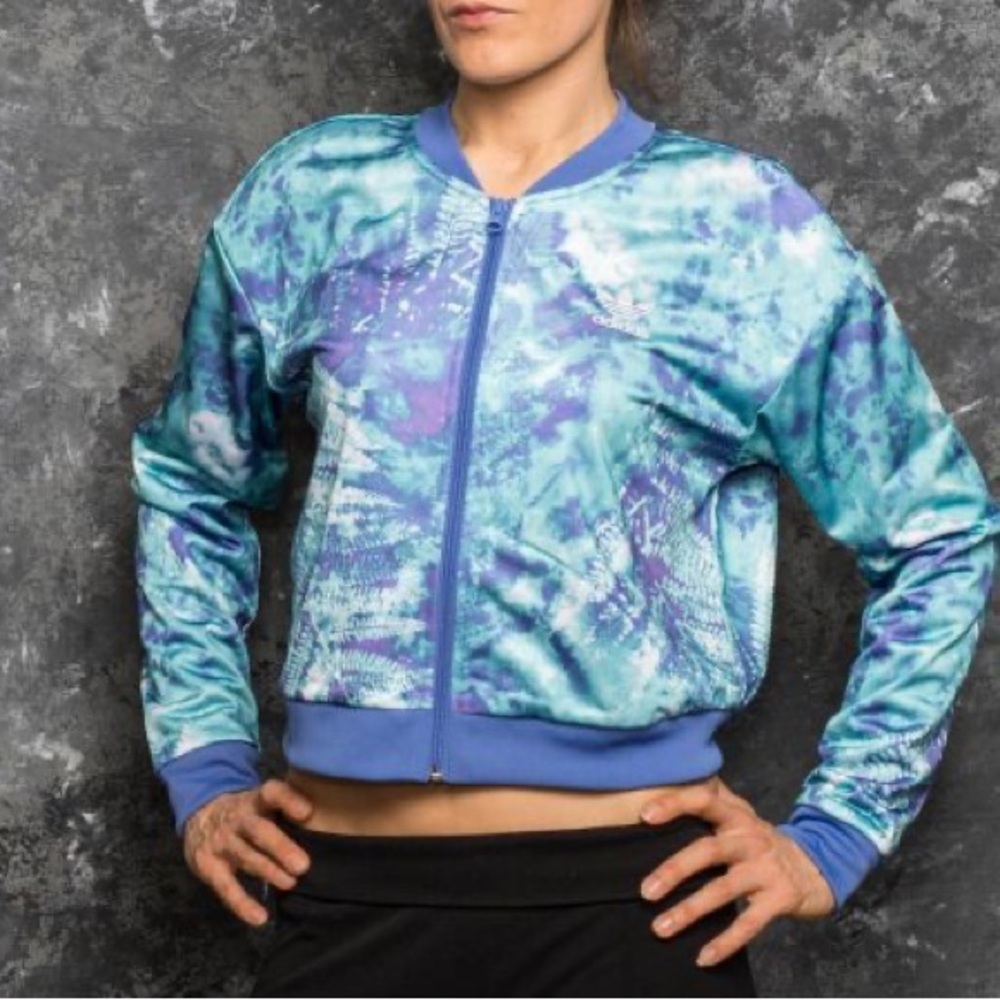 Women's Adidas Originals Ocean Elementary Crop Track Jacket Batik Style 10